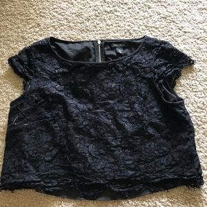 WHBM Black Lace Crop Top Size 14